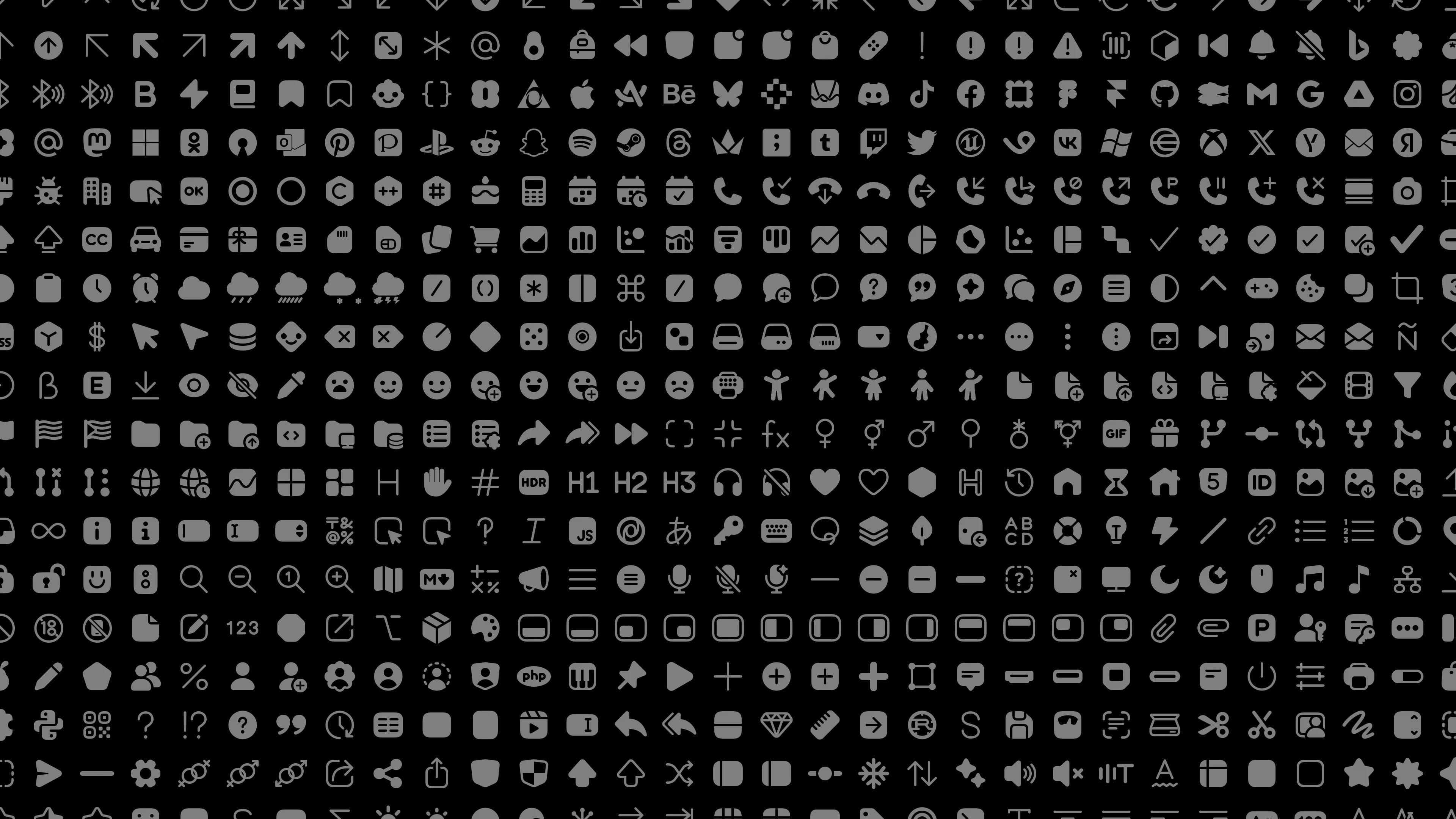 Preview of symbols from a legacy icon set.