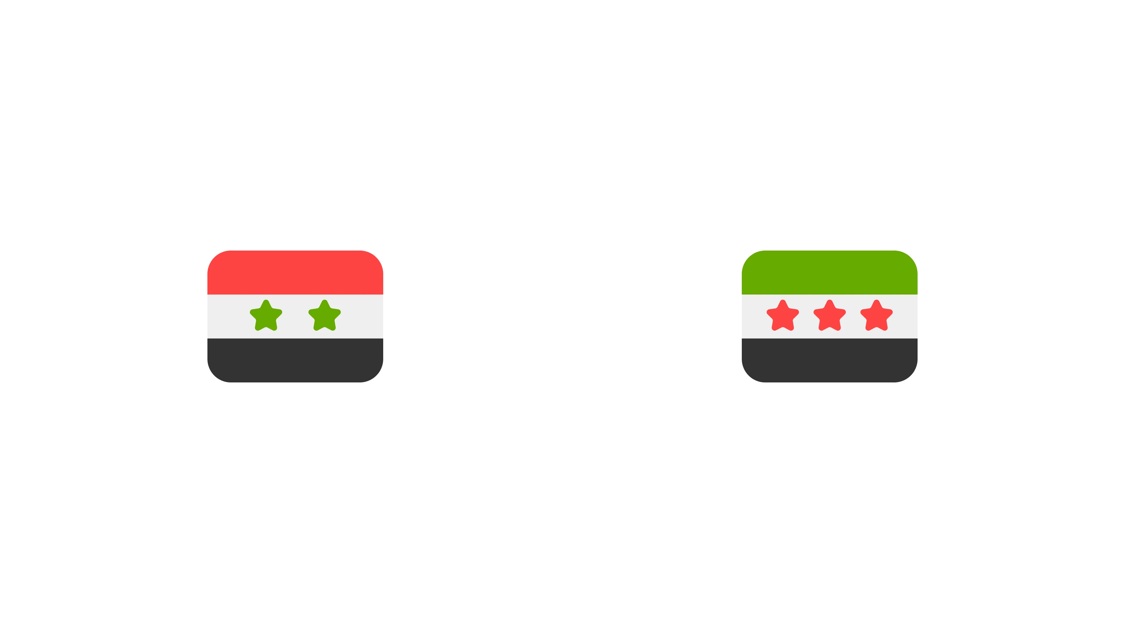 Display of multiple flag icons for Syria.